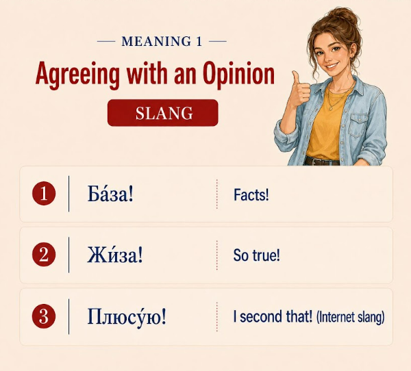 Russian slang expressions for agreement with someone’s opinion