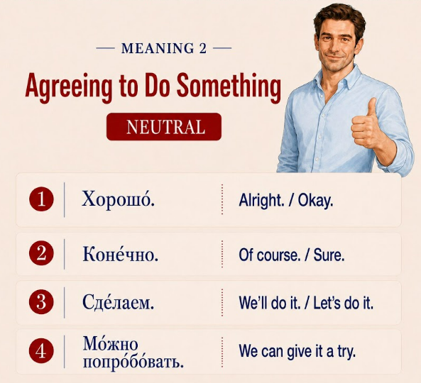 Neutral Russian expressions for accepting a suggestion