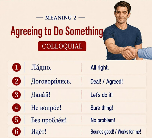 Colloquial ways to agree to a plan in Russian